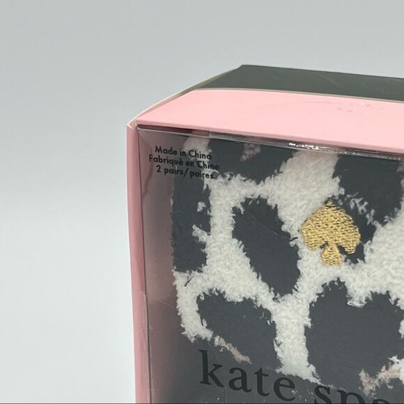 Kate Spade Cream Black Animal Print Crew Cozy Socks Women’s One Size Gift Box - Picture 2 of 4
